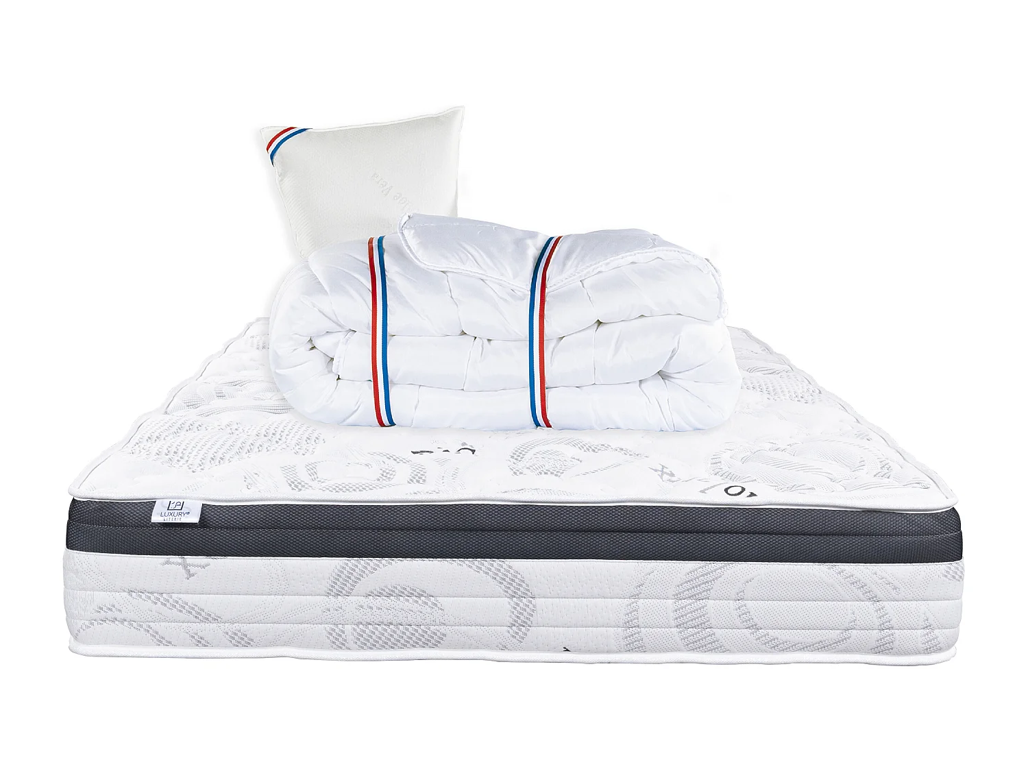 Colchão 90x190 cm, Sleeplux, 26cm, látex, ergonómico, face verão/inverno, alta densidade + almofada + edredom