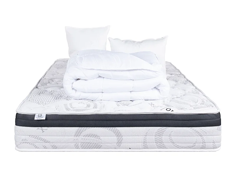 Matelas 180x200 cm, Sleeplux, 26cm latex, ergonomique, haute densité+2 Oreillers+couette
