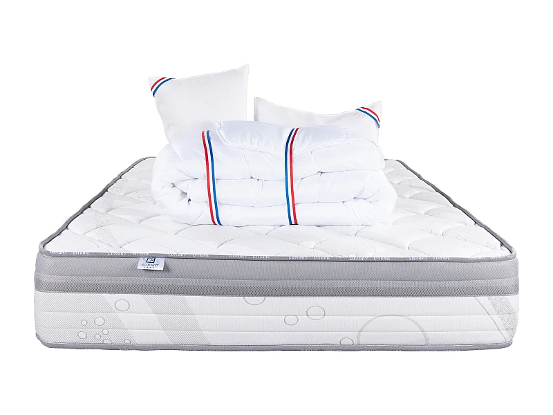 Matelas 140x200 cm, ViscoPlus, 26 cm, mémoire de forme, ferme + 2 oreillers + couette