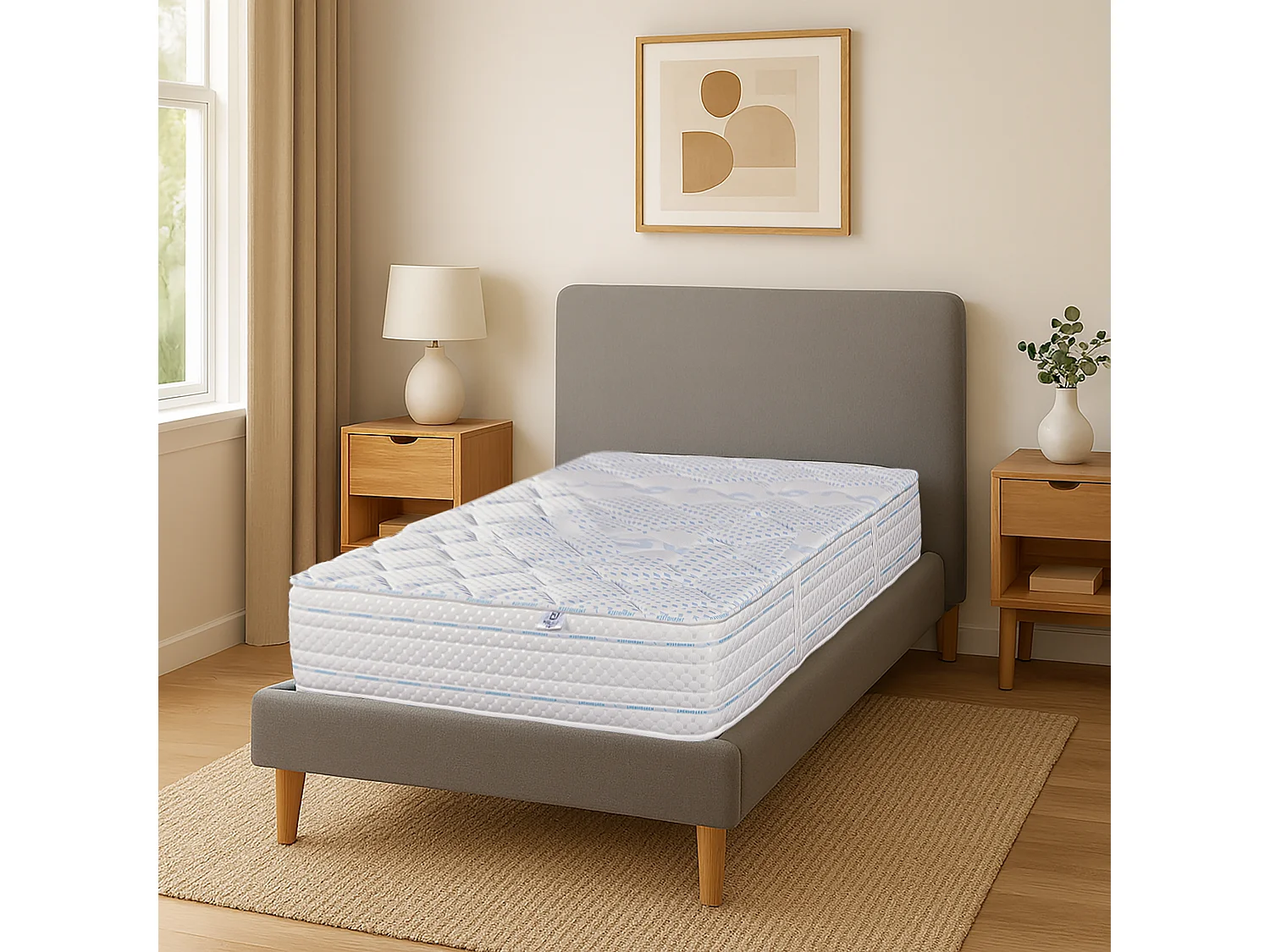 Matelas Funnybed, 22cm, mousse haute densité, ferme, indépendance du couchage, réversible