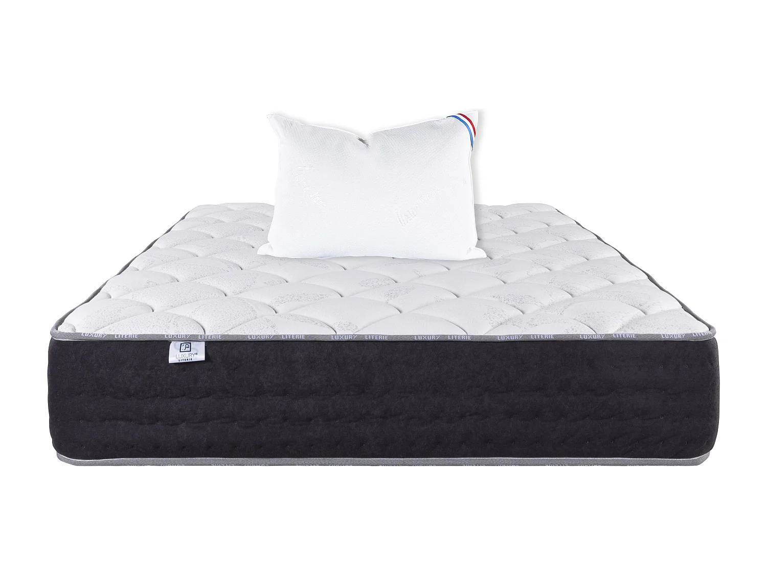 Matelas 90x190 cm, Sérénité, Ressorts Ensachés, ergonomique, Soutien très ferme + Oreiller