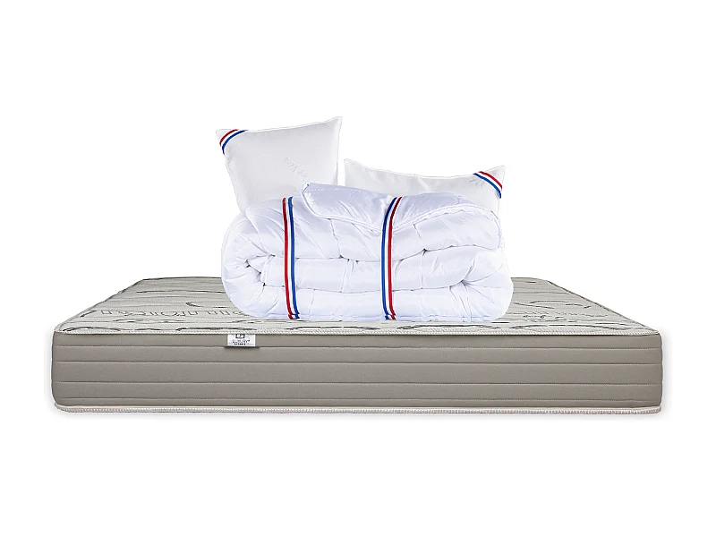 Matelas 160x200 cm, OrganicCoton, 24 cm, ferme + 2 oreillers + couette
