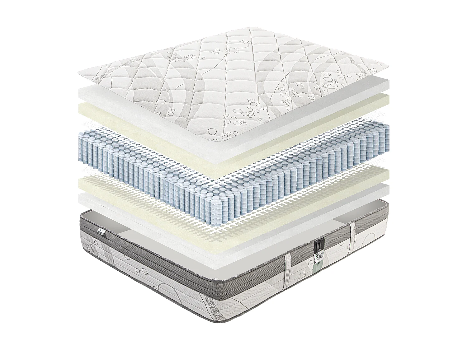 Matelas Relaxation, 27cm, Ressorts Ensachés, Mousse Haute Densité, ergonomique, Soutien Equilibré + oreiller(s)