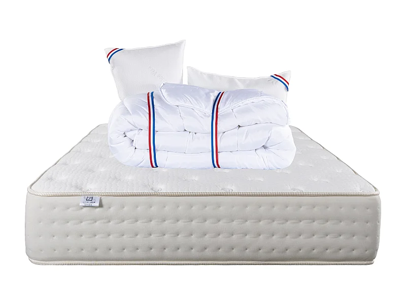 Matelas 140x200 cm, Purlux, 26cm, latex + 2 Oreillers + Couette