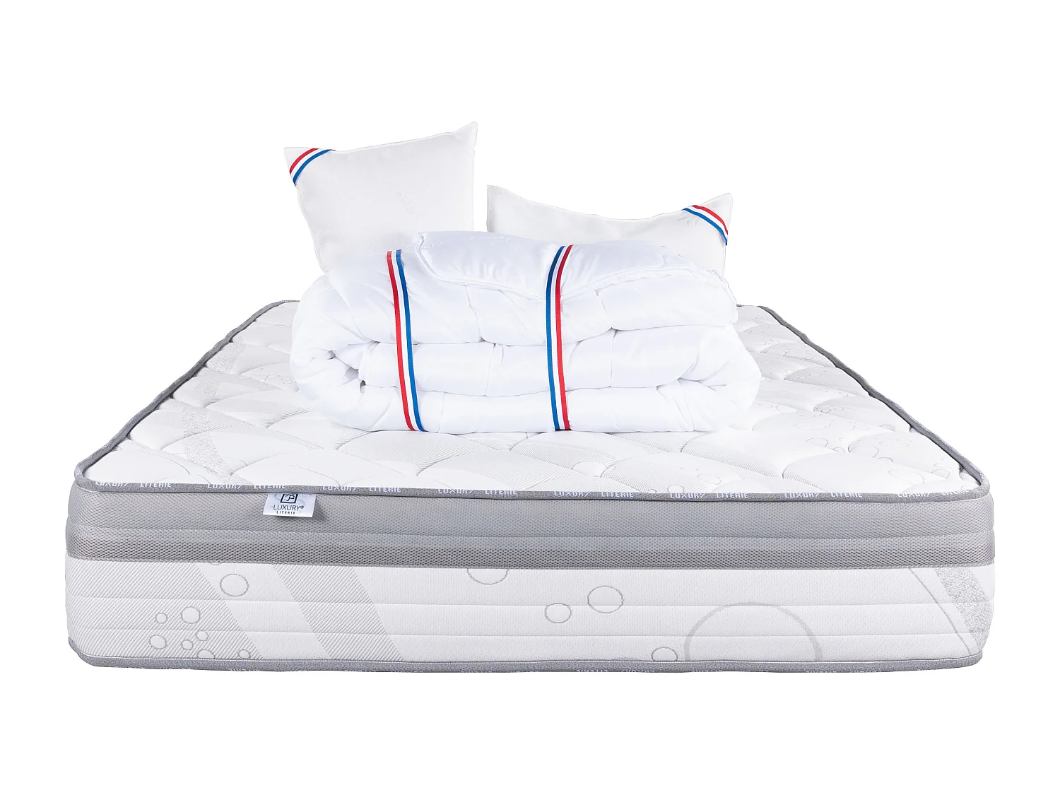 Colchão 180x200 cm, ViscoPlus, 26 cm, espuma de memória, firme, face verão/inverno + 2 almofadas + edredom