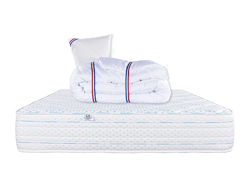 Matelas 90x190 cm, Thermotec, 24 cm, mémoire de forme, ferme + 1 oreiller + couette