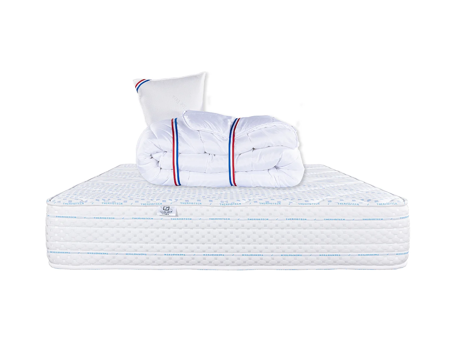 Matelas 90x190 cm, Thermotec, 24 cm, mémoire de forme, ferme + 1 oreiller + couette