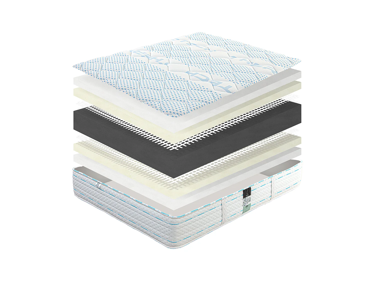 Matelas 90x190 cm, Thermotec, 24 cm, mémoire de forme, ferme + 1 oreiller + couette