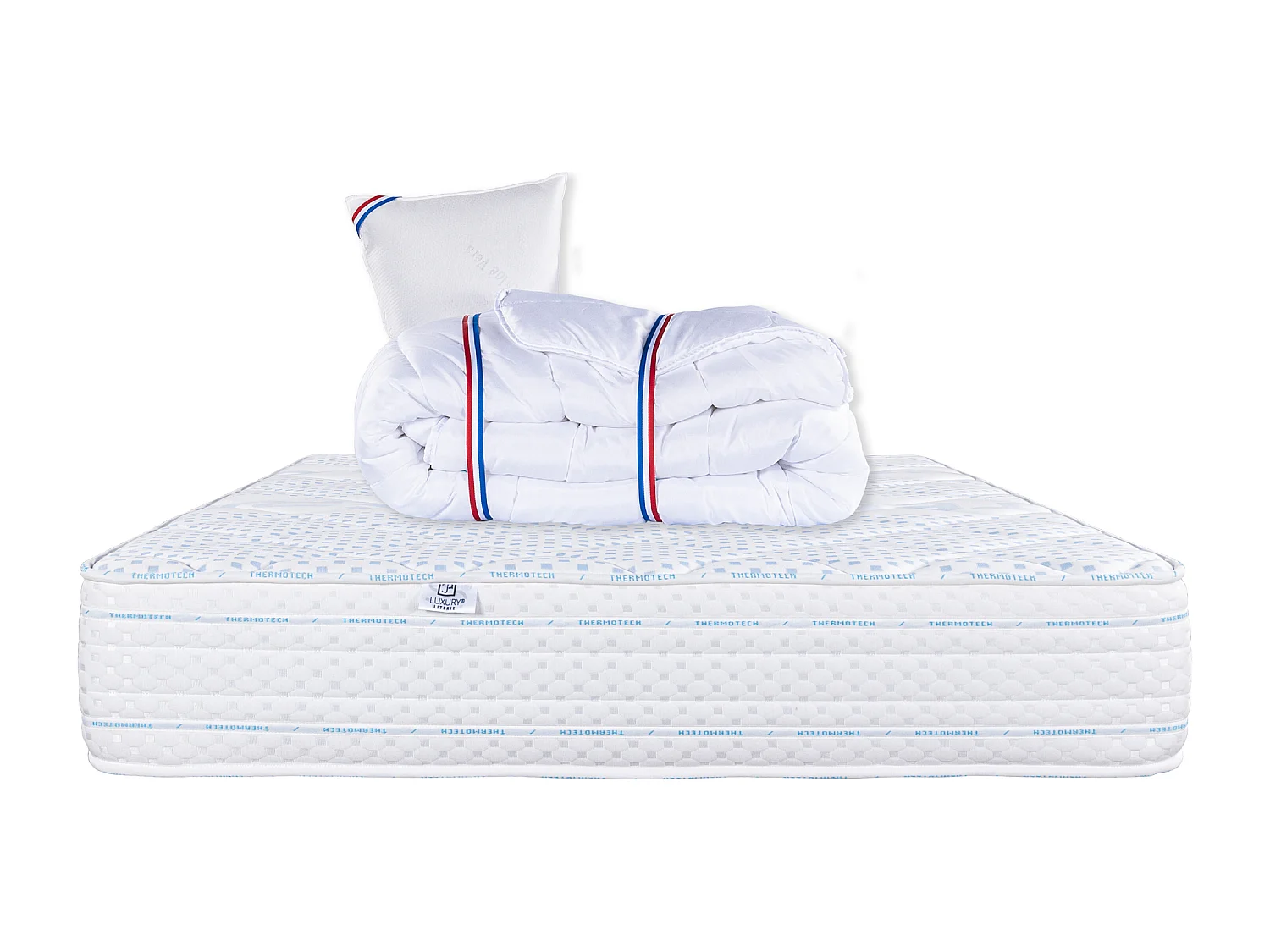 Matelas 90x190 cm, Thermotec, 24 cm, mémoire de forme, ferme + 1 oreiller + couette