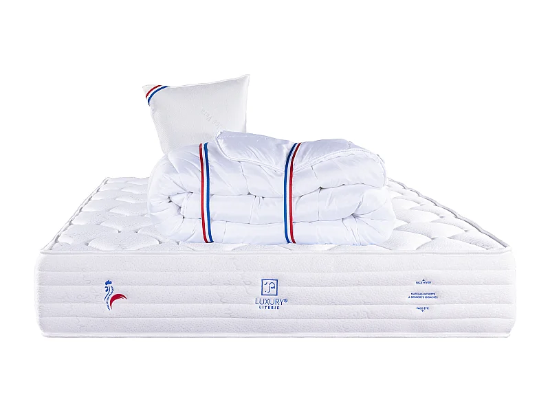 Matelas 90x190 cm, Patriote Mousse, 27cm, Soutien ferme + Oreiller + Couette