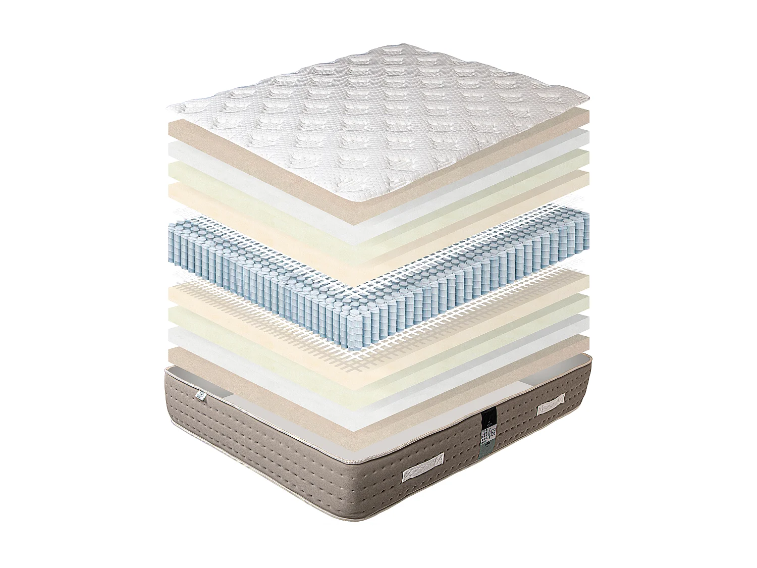 Matelas Dreamlux, 27 cm , ressorts ensachés, mousse haute densité, indépendance du couchage, réversible + oreiller(s) + couette