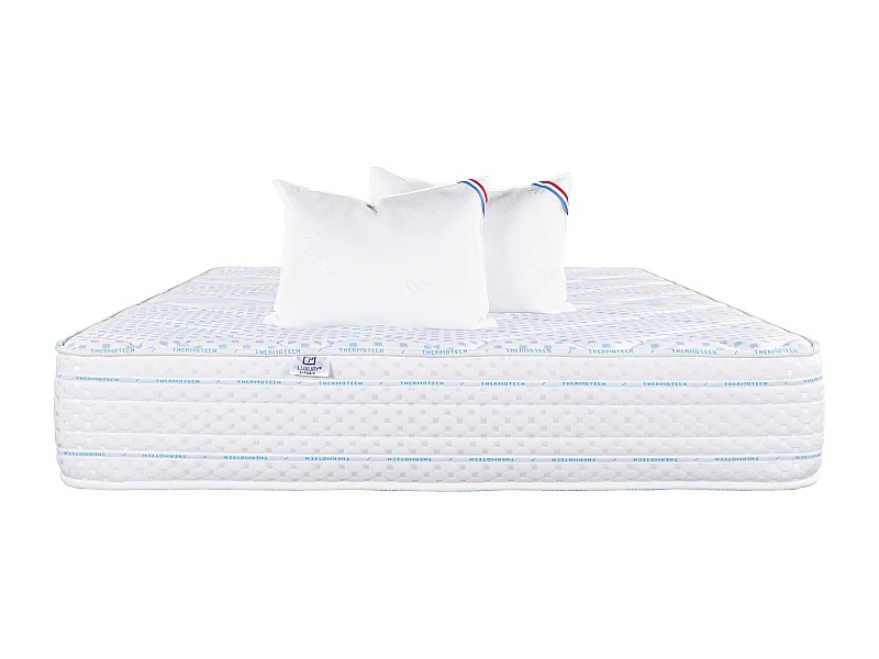 Colchão 140x190 cm, Thermotec, 24 cm, espuma de memória, firme, face verão/inverno + 2 almofadas