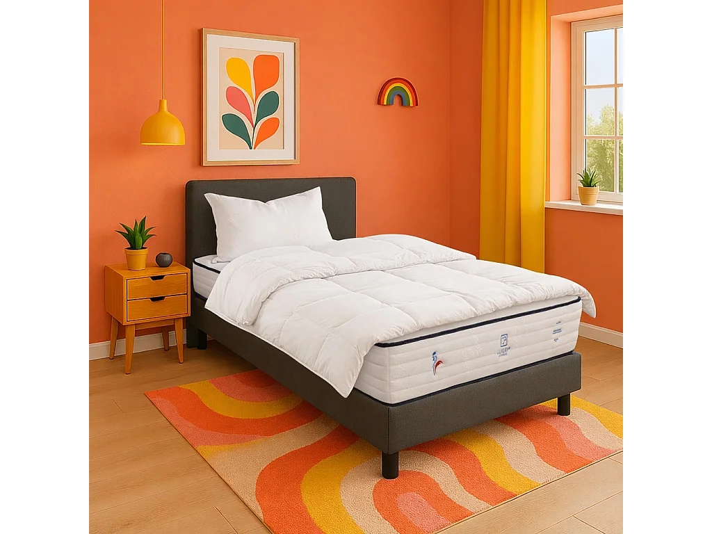 Matelas Patriote, 30cm, Ressorts Ensachés, Indépendance du Couchage, Soutien ferme + oreiller(s) + couette