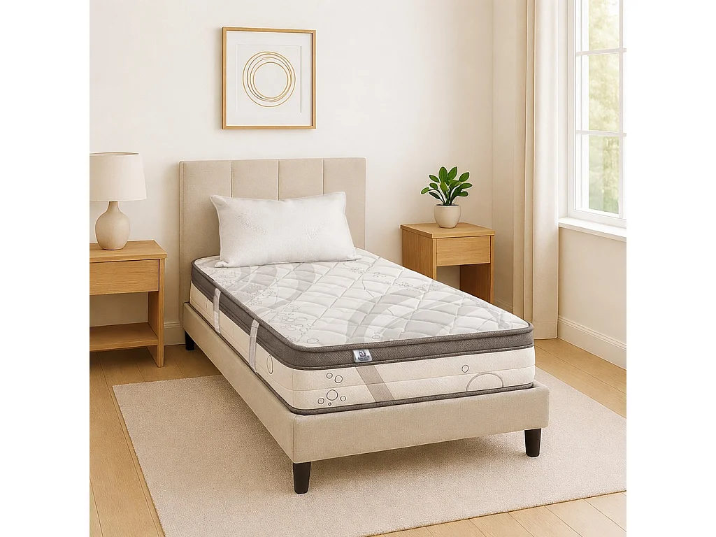 Colchão 90x190 cm, ViscoPlus, 26 cm, espuma de memória, firme, face verão/inverno + 1 almofada