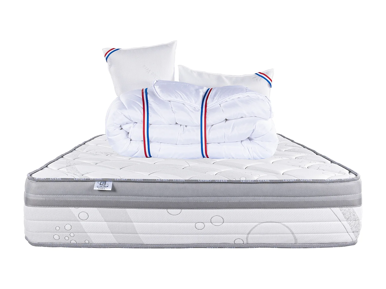 Matelas 160x200 cm, Relaxation, 26cm, Ressorts Ensachés, Soutien ferme+2 Oreillers+Couette