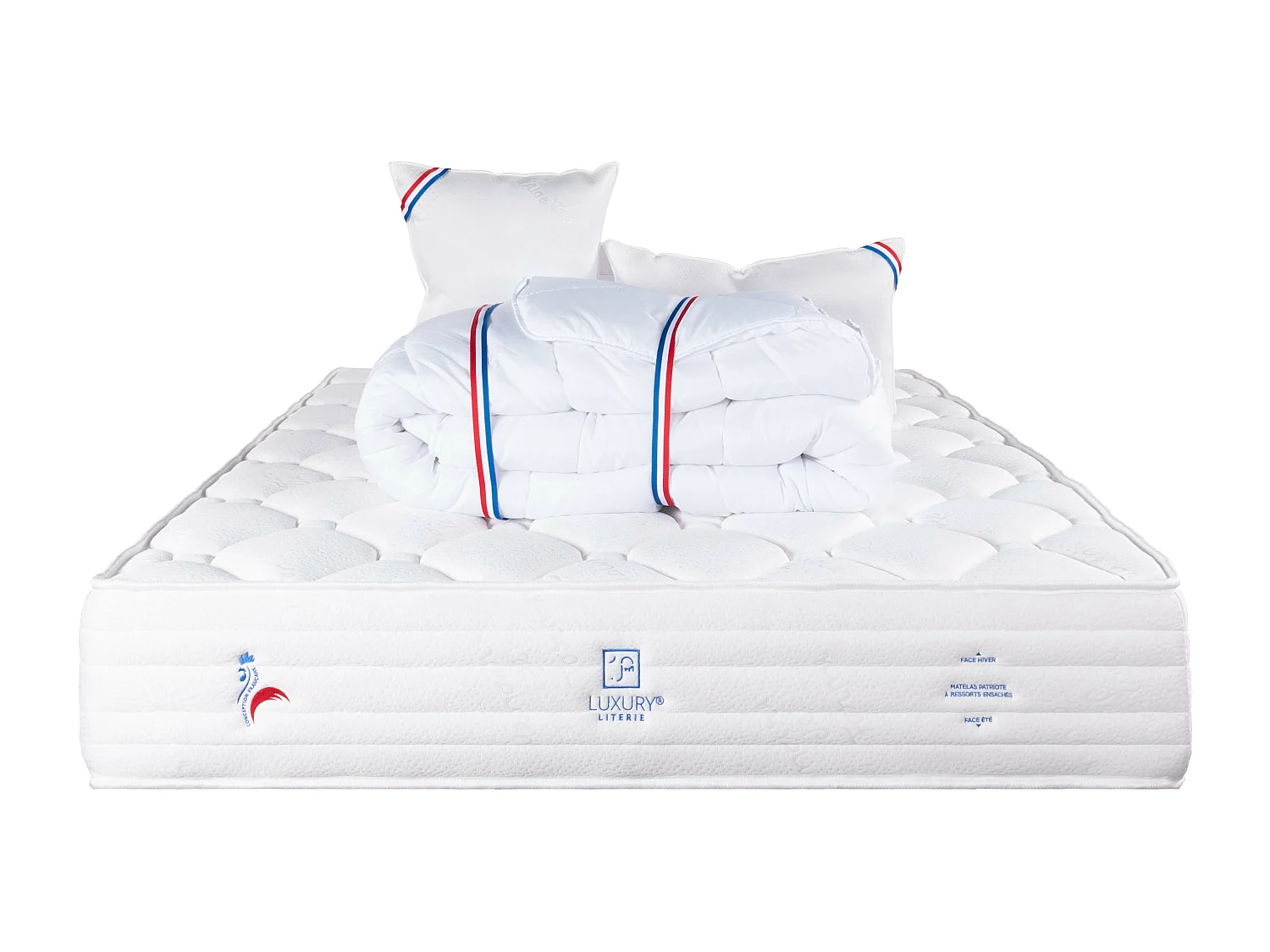 Matelas 140x200 cm, Patriote Mousse, 27cm, Soutien ferme + 2 Oreillers + Couettes