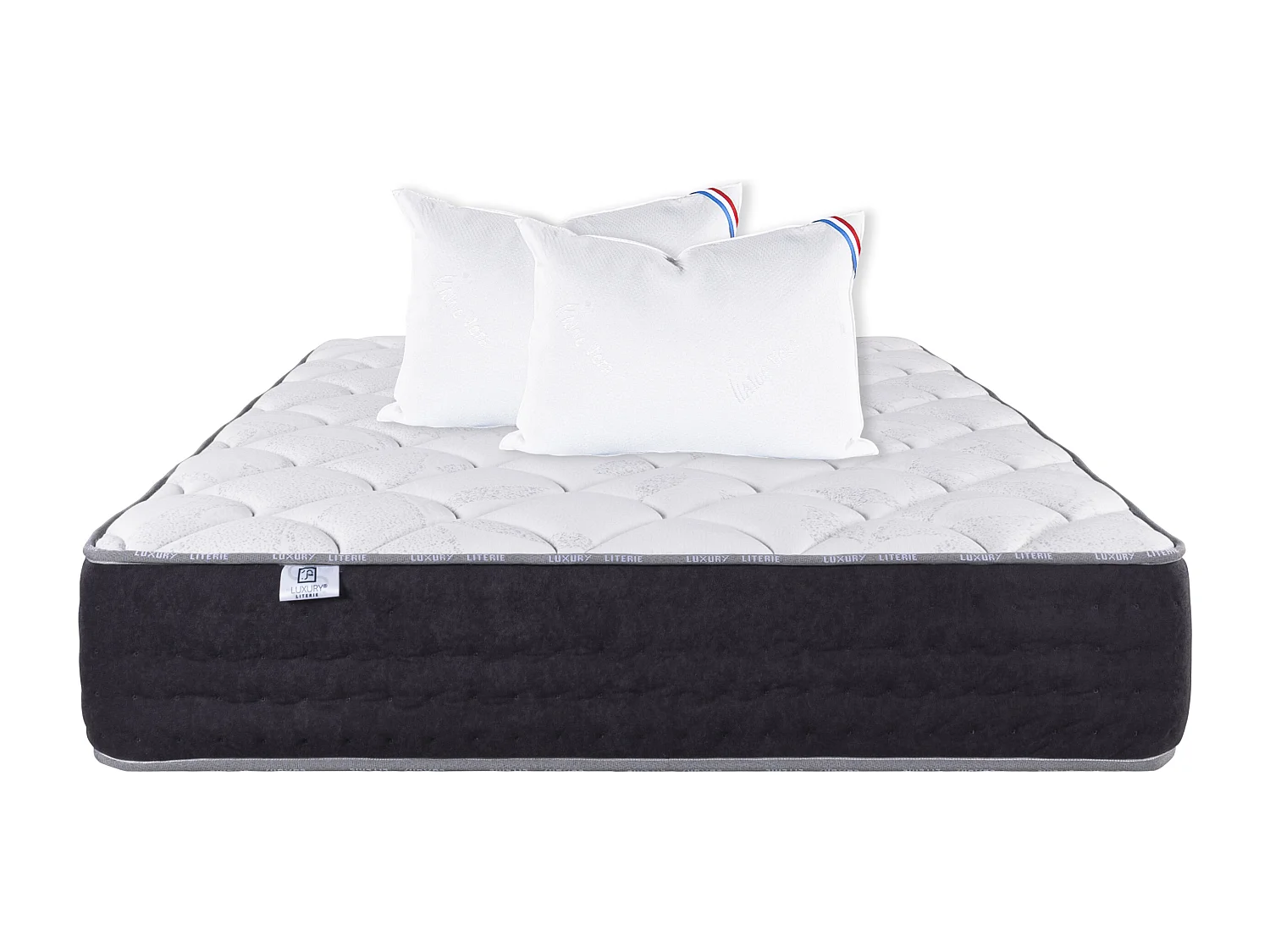Matelas 160x200 cm, Sérénité, Ressorts Ensachés, Soutien très ferme + 2 Oreillers