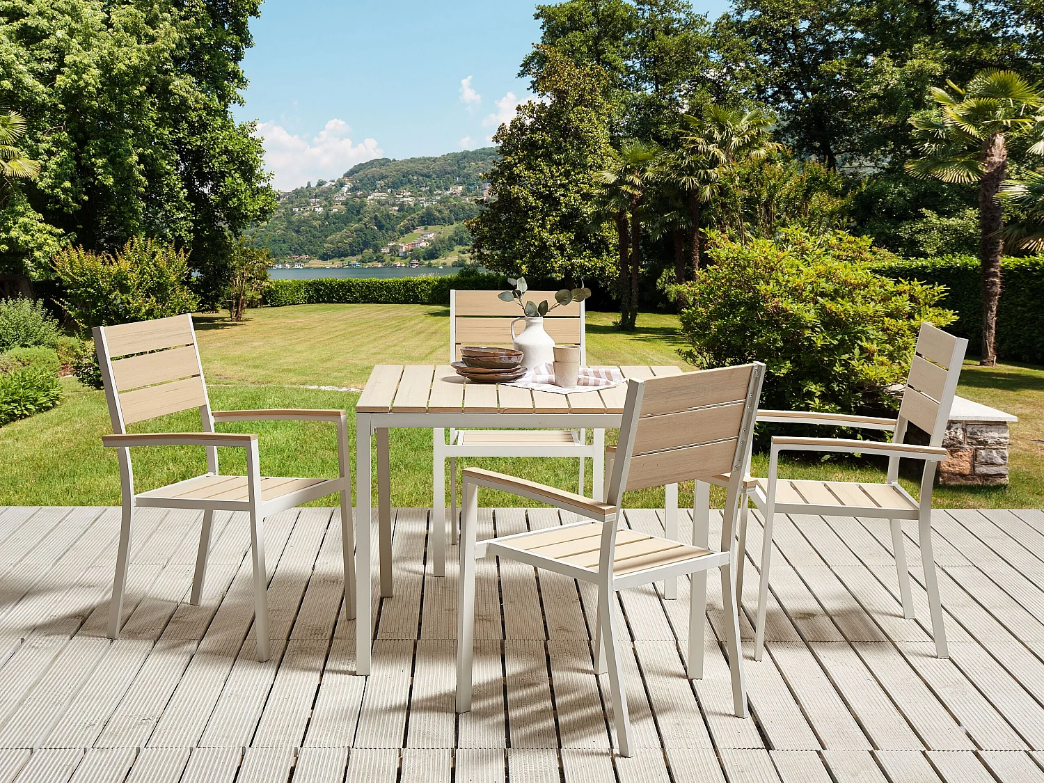 Lot de 4 chaises de jardin PRATO Beige