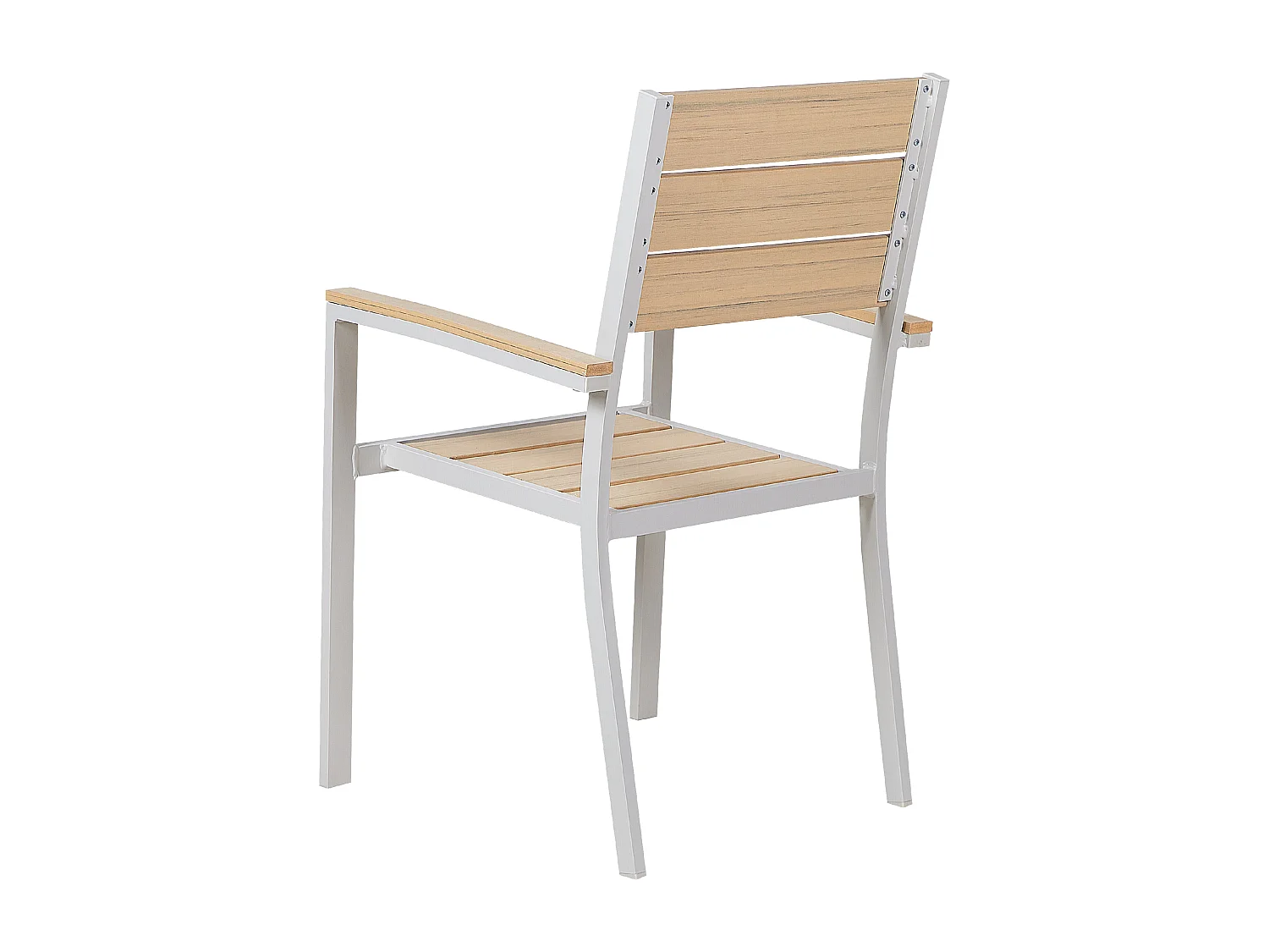 Gartenstuhl mit Armlehnen 4er Set Aluminium weiß Kunstholz beige Prato