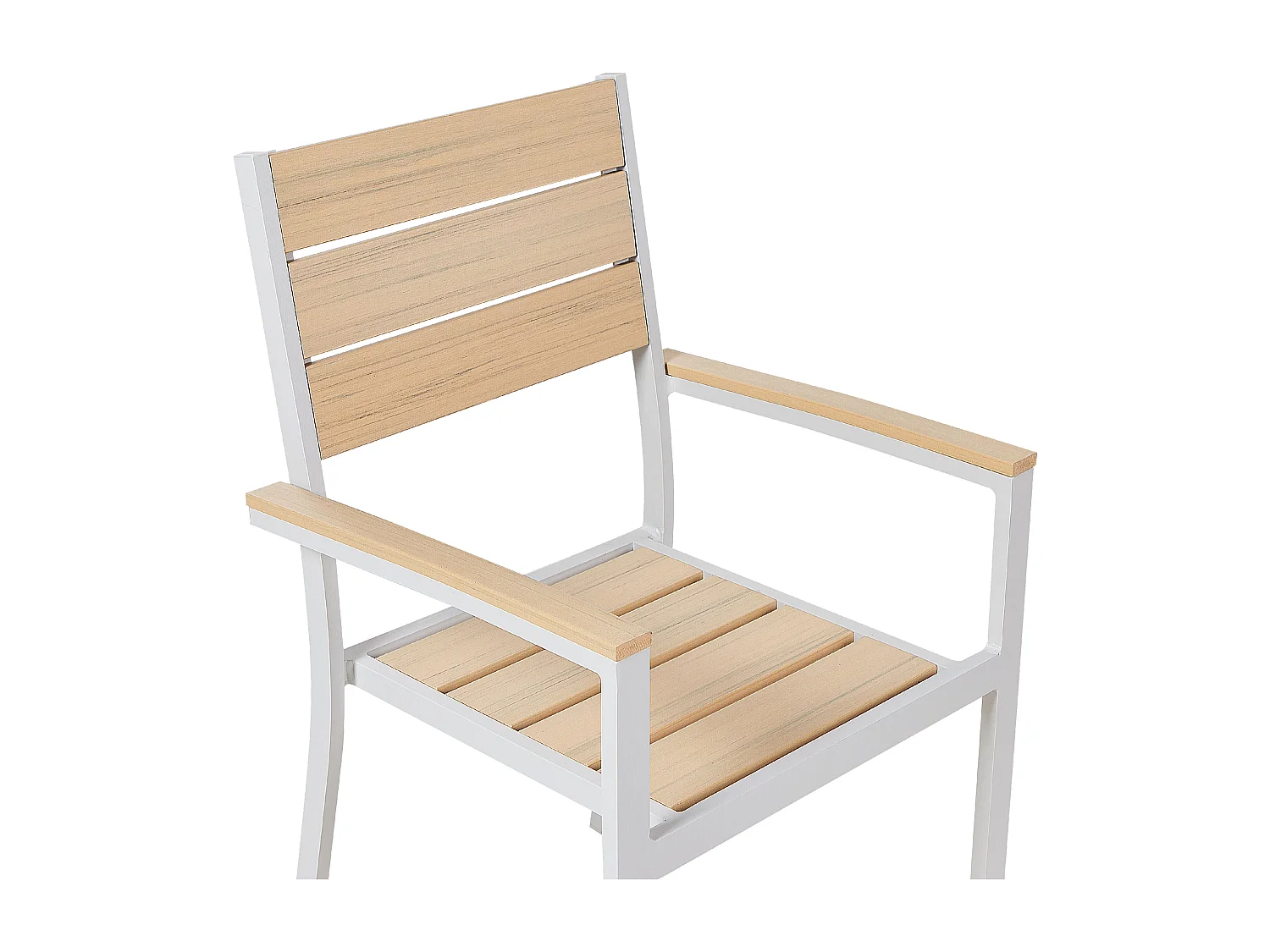 Gartenstuhl mit Armlehnen 4er Set Aluminium weiß Kunstholz beige Prato