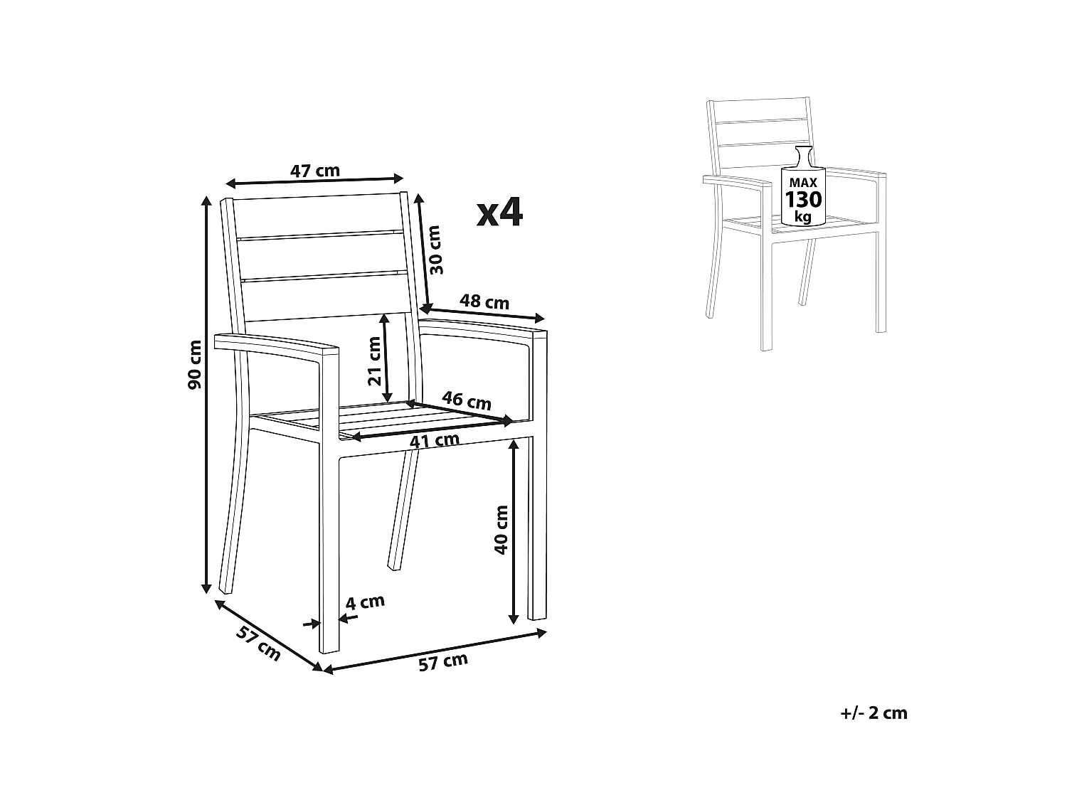 Set di 4 sedie da giardino PRATO Beige