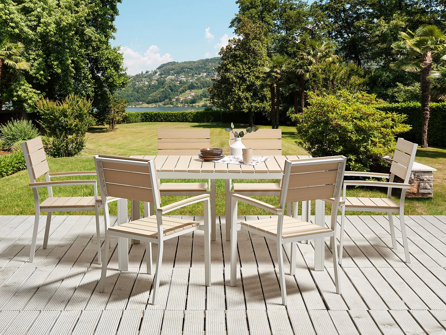 Set of 6 Garden Chairs COMO Beige