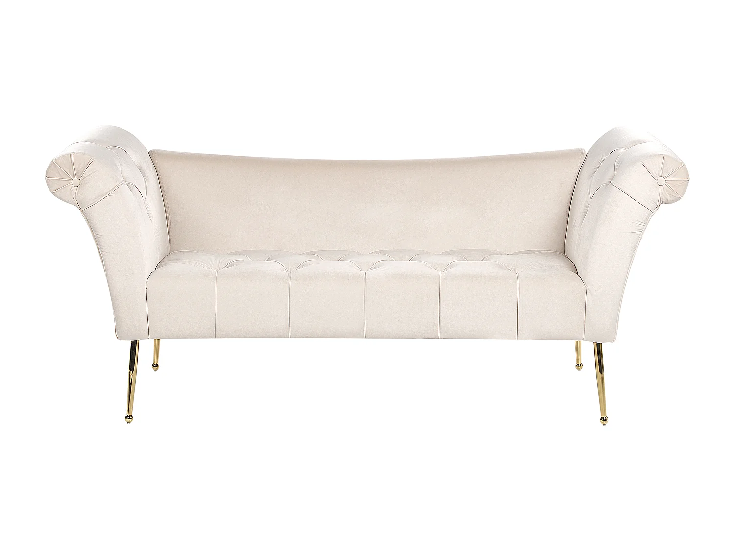 Chaise longue en velours beige crème NANTILLY