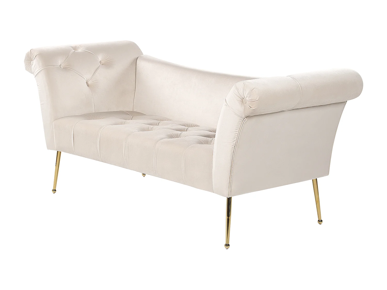 Chaise longue en velours beige crème NANTILLY