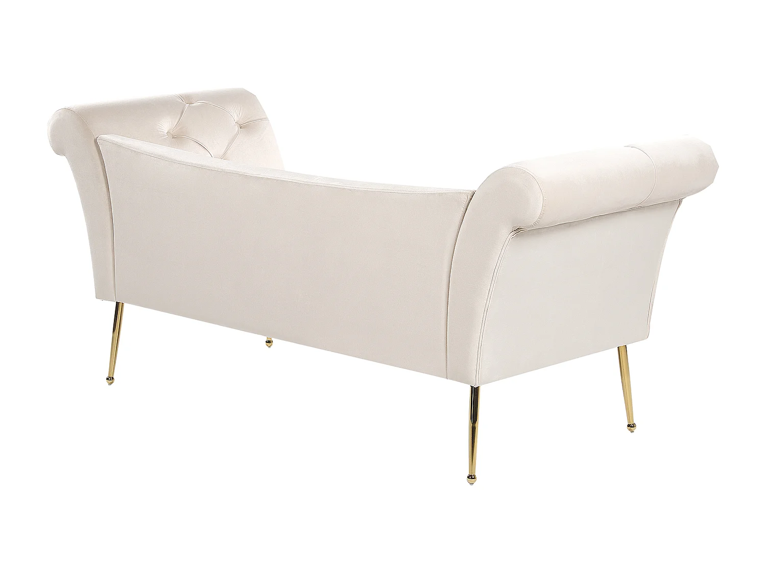Chaise longue en velours beige crème NANTILLY