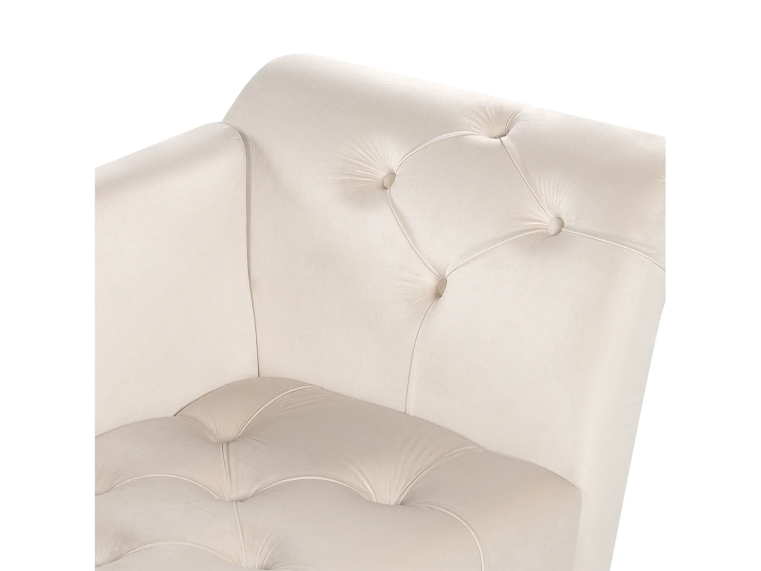 Chaise longue en velours beige crème NANTILLY