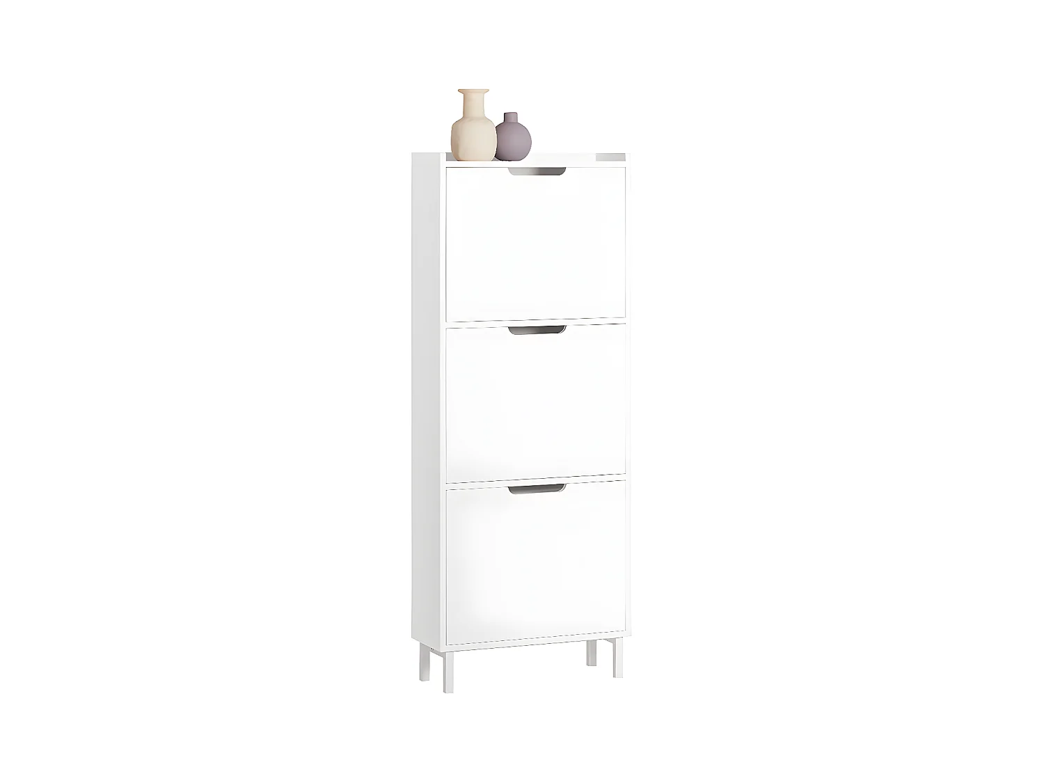 SoBuy Meuble de Rangement à Chaussures avec 3 Abattants Armoire à Chaussures Commode à Chaussures Meuble d'Entrée Rangement – Blanc, 50x19x129 cm, FSR151-H-W