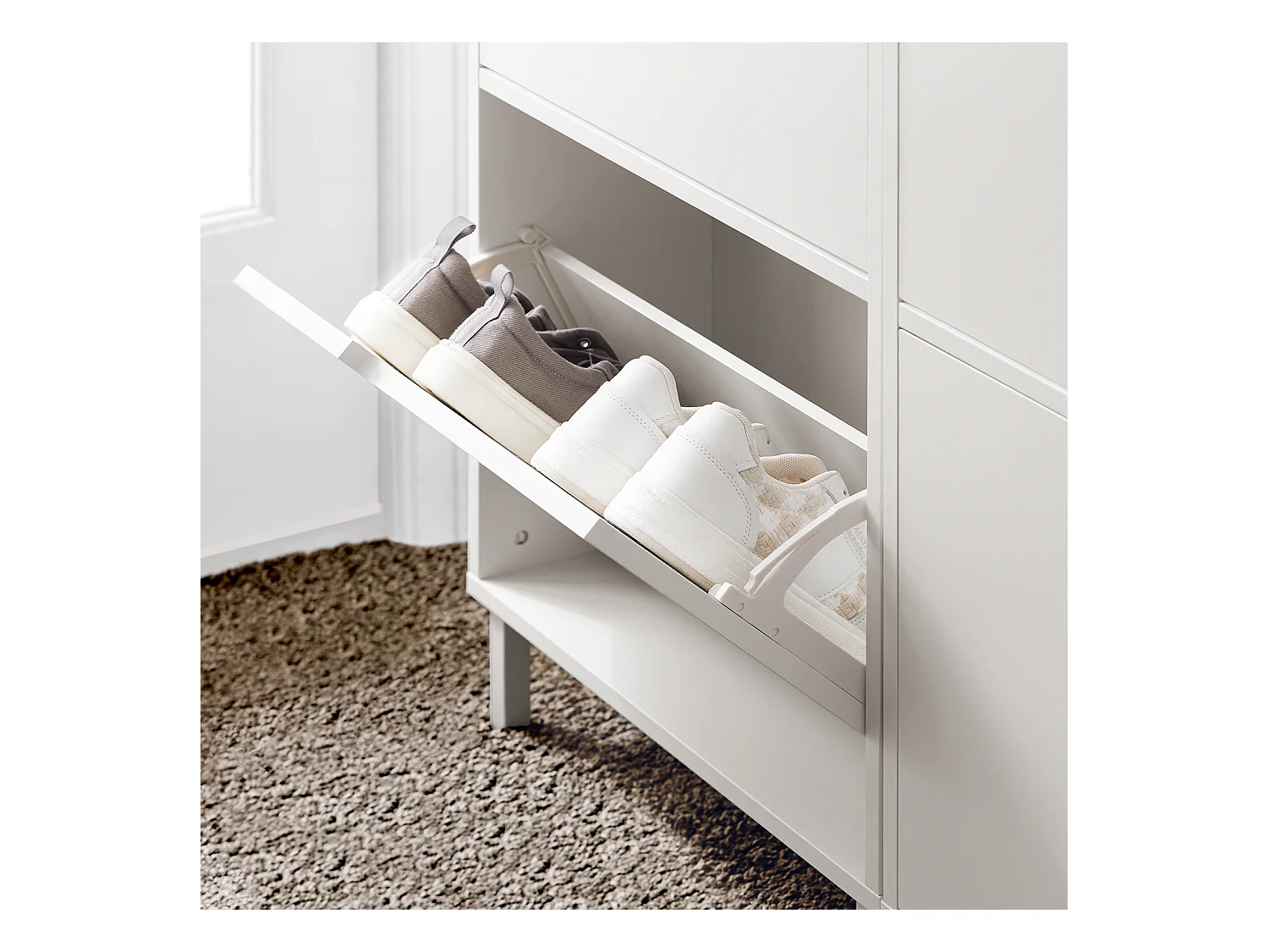 SoBuy Meuble de Rangement à Chaussures avec 3 Abattants Armoire à Chaussures Commode à Chaussures Meuble d'Entrée Rangement – Blanc, 50x19x129 cm, FSR151-H-W
