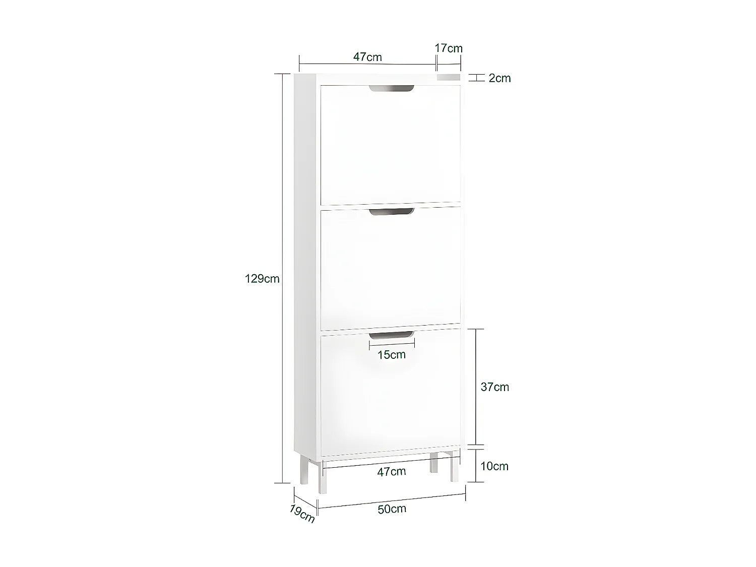 Zapatero Estrecho con 3 Solapas Organizador para Zapatos de Entrada 50 x 19 x 129 cm Blanco FSR151-H-W SoBuy ES