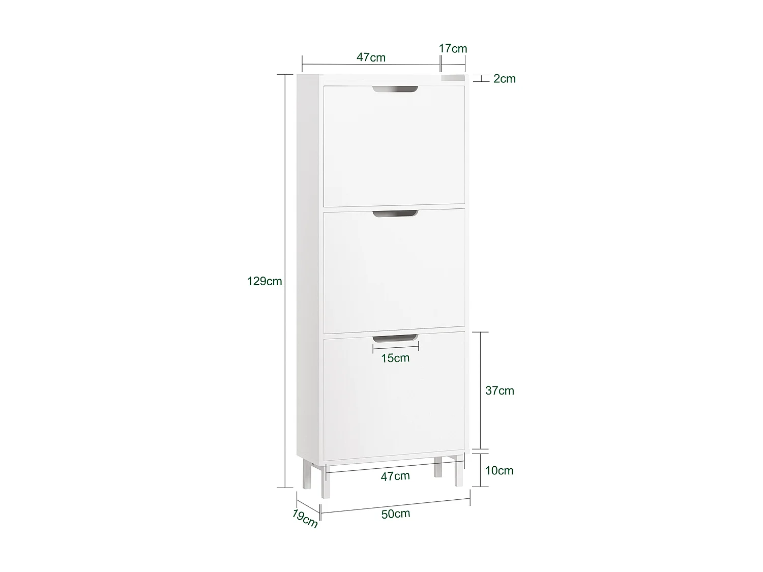 Zapatero Estrecho con 3 Solapas Organizador para Zapatos de Entrada 50 x 19 x 129 cm Blanco FSR151-H-W SoBuy ES