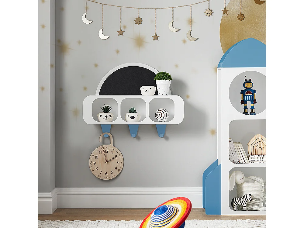 SoBuy Étagères de Rangement Suspendue Chambre d’Enfant, Étagère Murale pour Enfant, 70x20x53 cm, KMB86-W