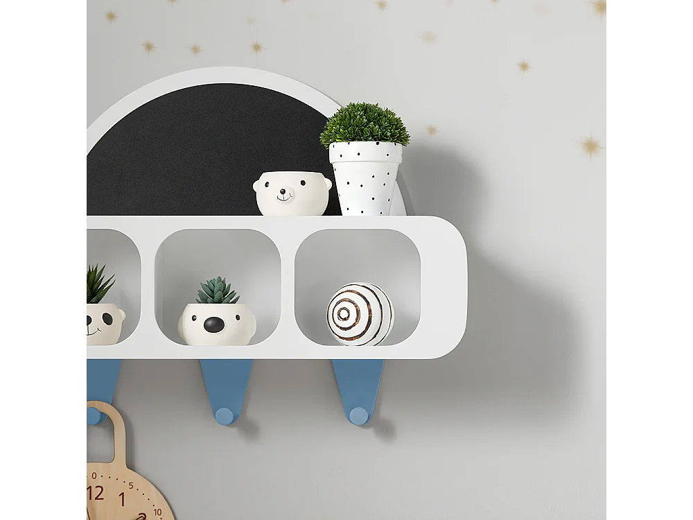 SoBuy Étagères de Rangement Suspendue Chambre d’Enfant, Étagère Murale pour Enfant, 70x20x53 cm, KMB86-W