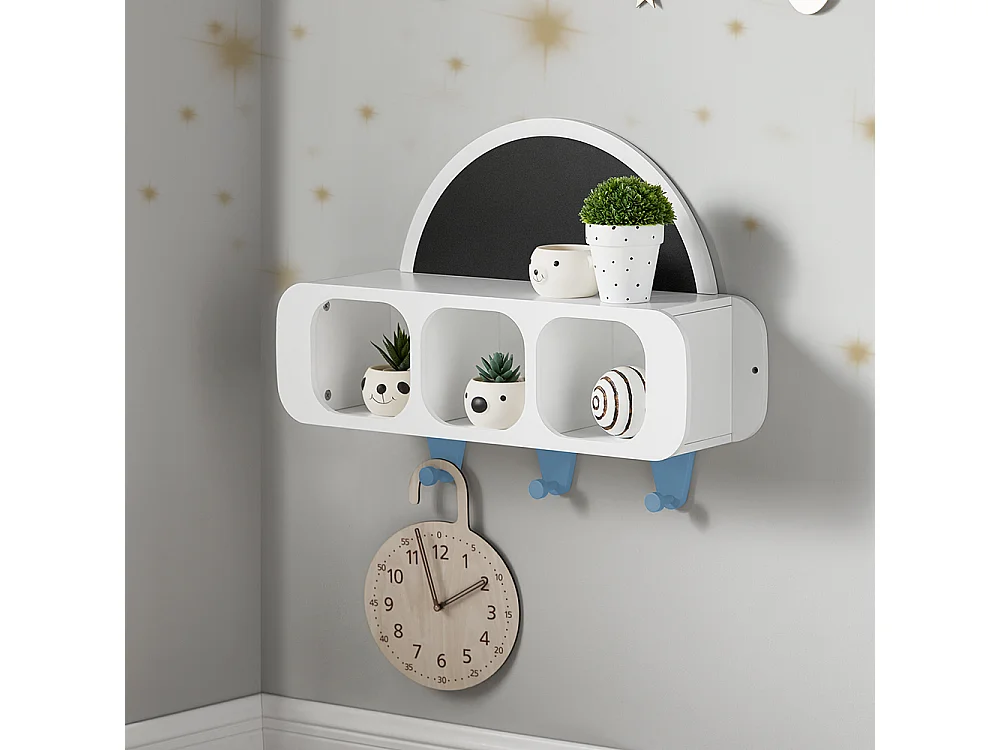 SoBuy Étagères de Rangement Suspendue Chambre d’Enfant, Étagère Murale pour Enfant, 70x20x53 cm, KMB86-W