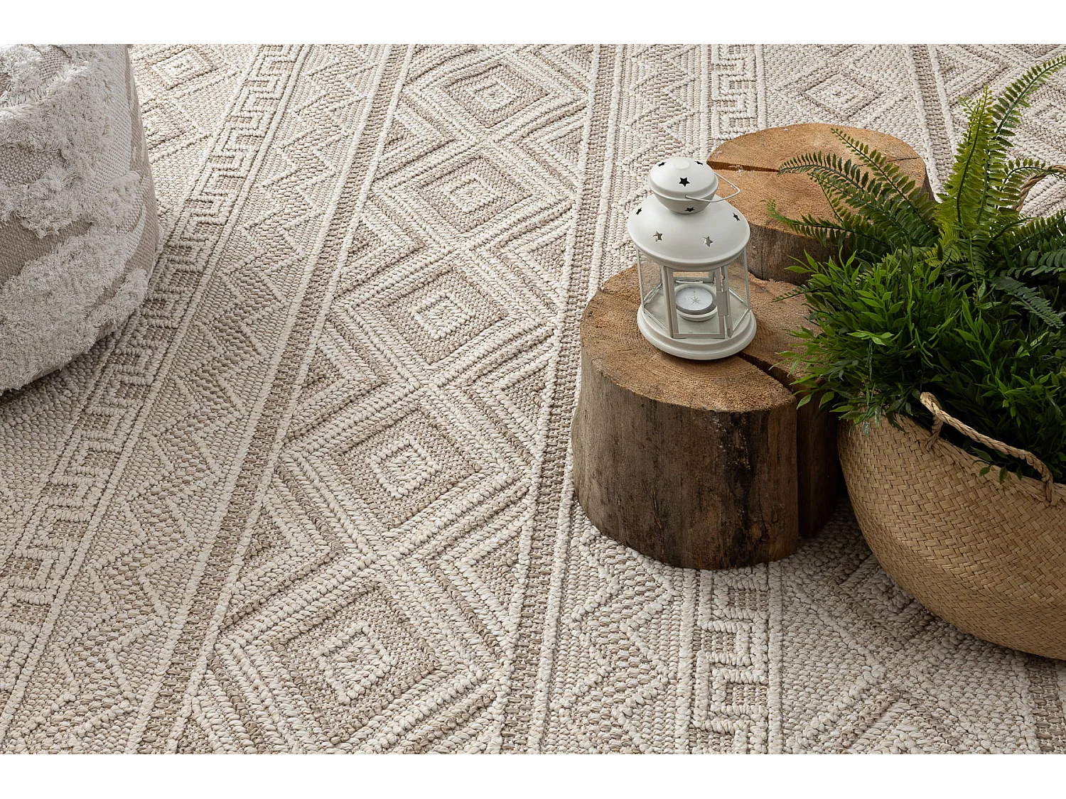 Tapis JERSEY 19234 beige - Losangos, structurelles, boucle BOHO 60x100 cm