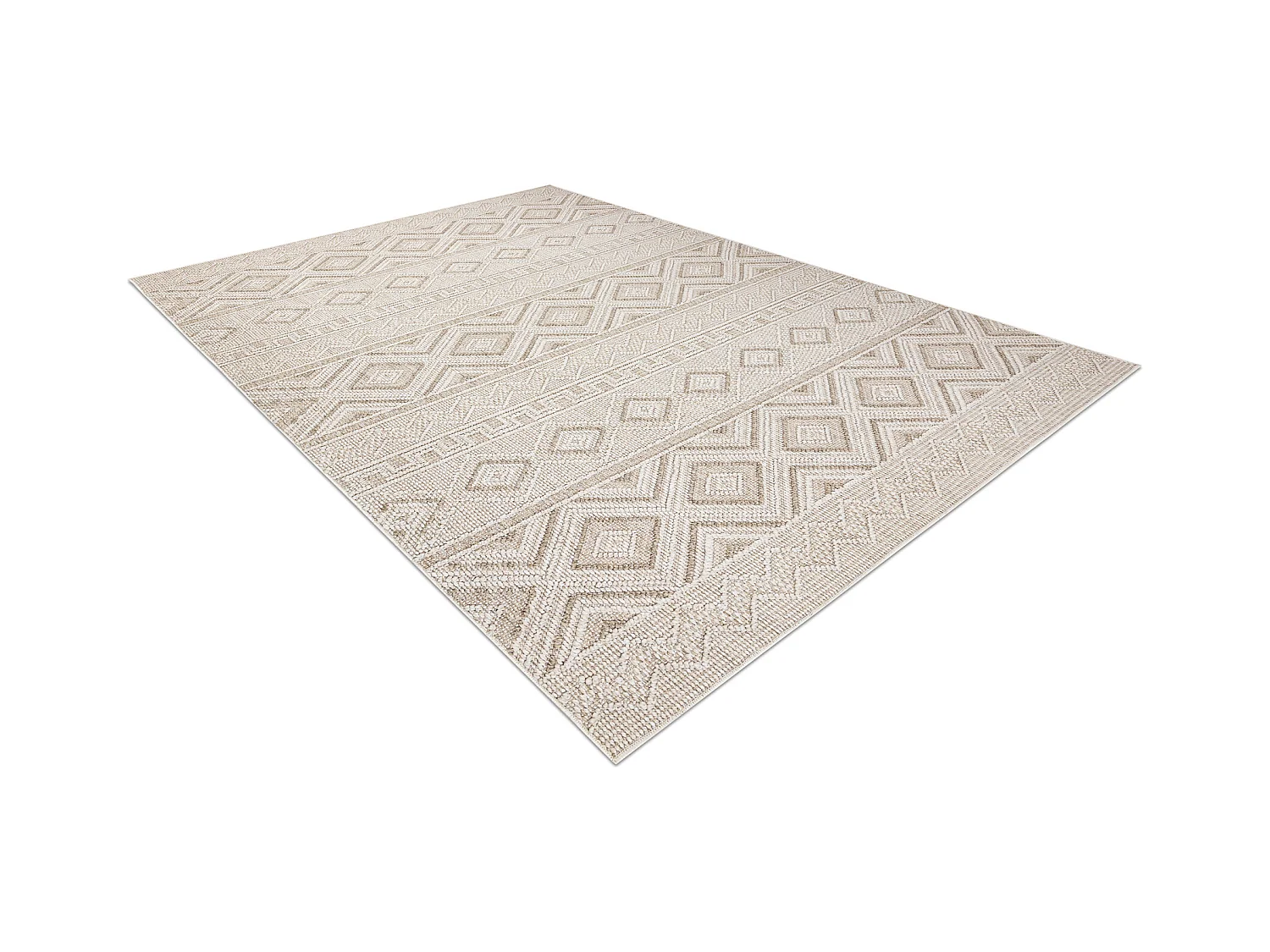 Teppich JERSEY 19234 beige - Rauten, Struktur, Schleife BOHO 180x270 cm