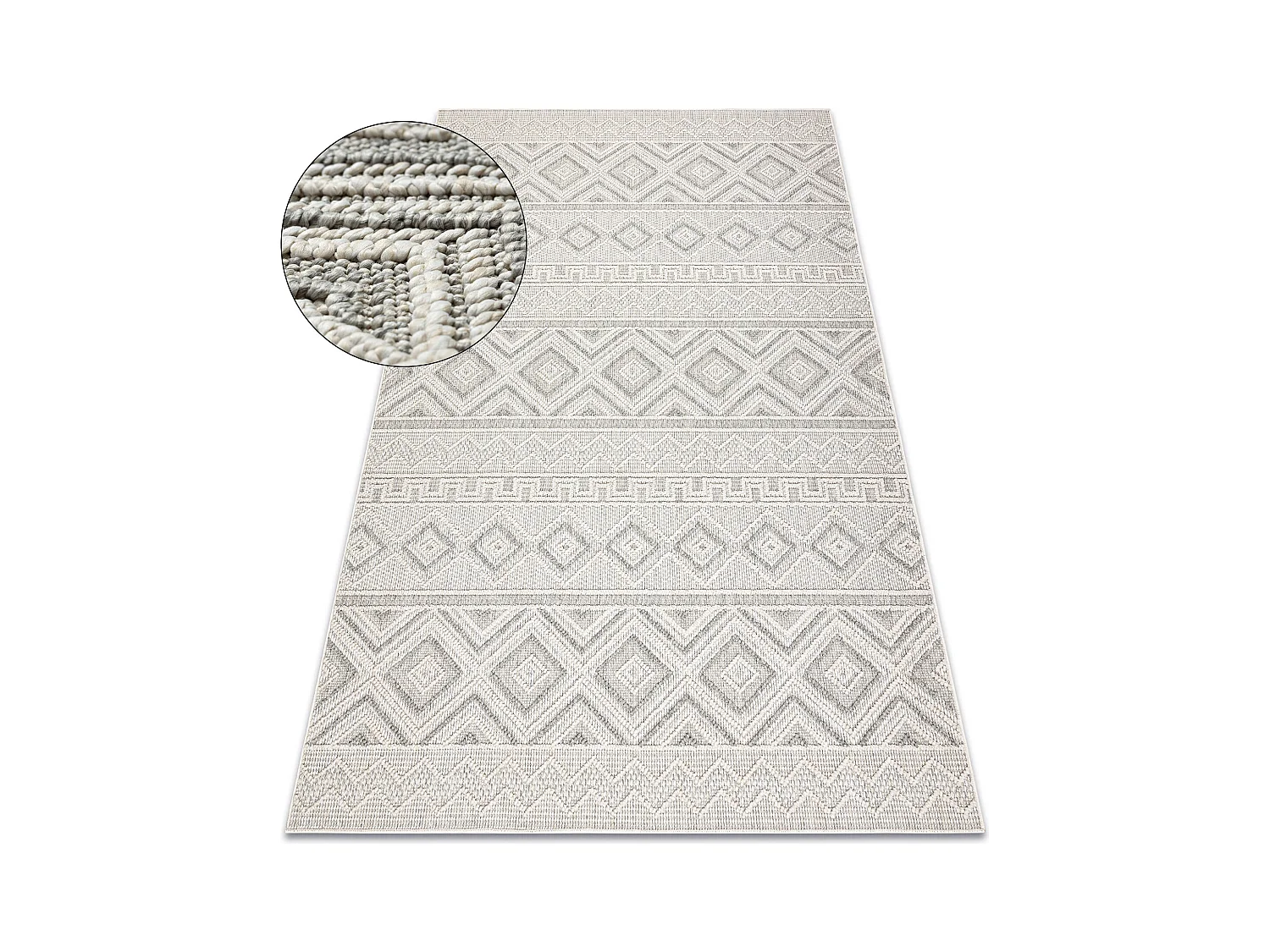 Tapete JERSEY 19234 cinza - Losangos, estrutural, laço BOHO 200x290 cm