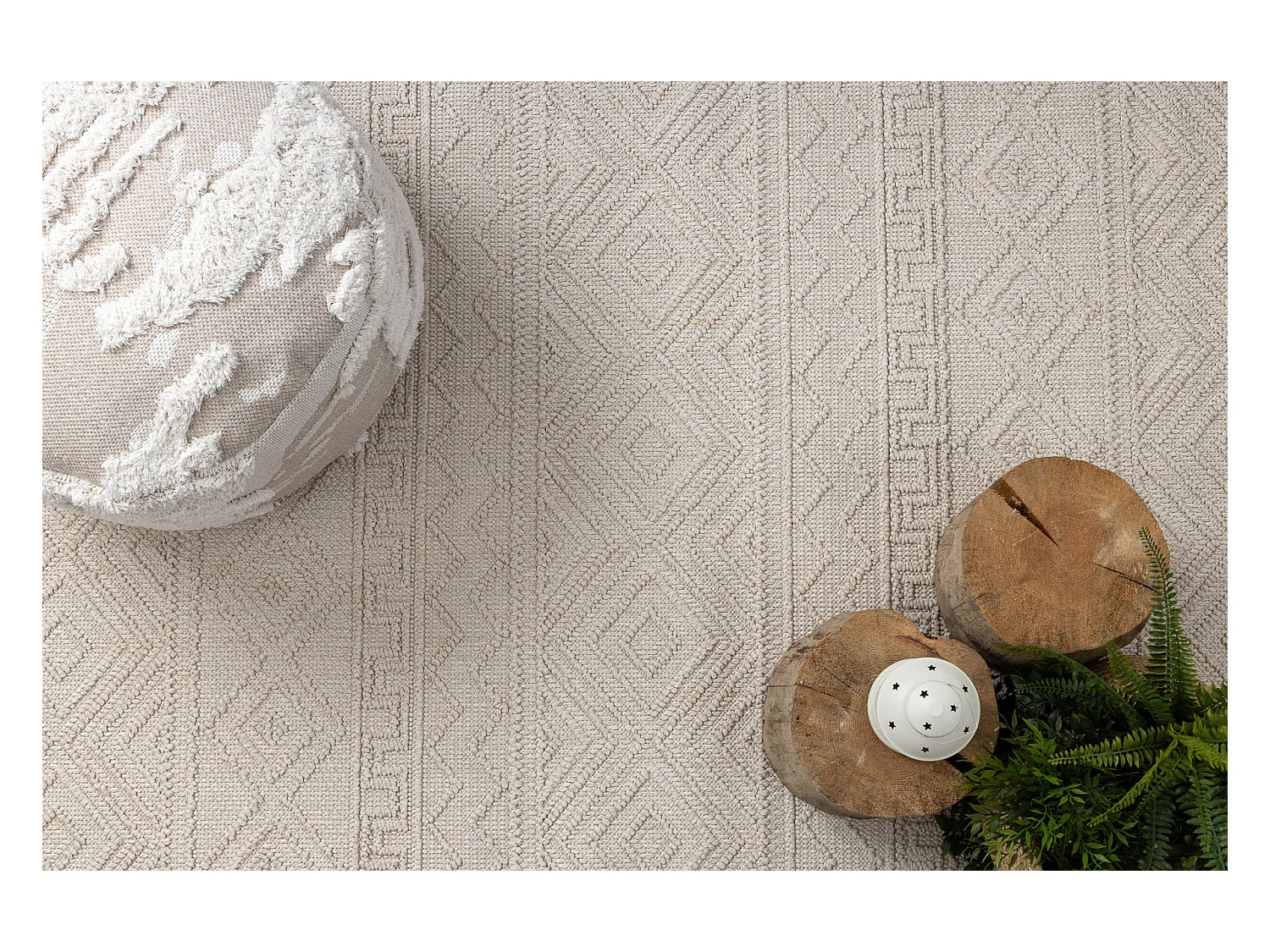 Alfombra JERSEY 19234 crema - Rombos, estructural, lazo BOHO 200x290 cm