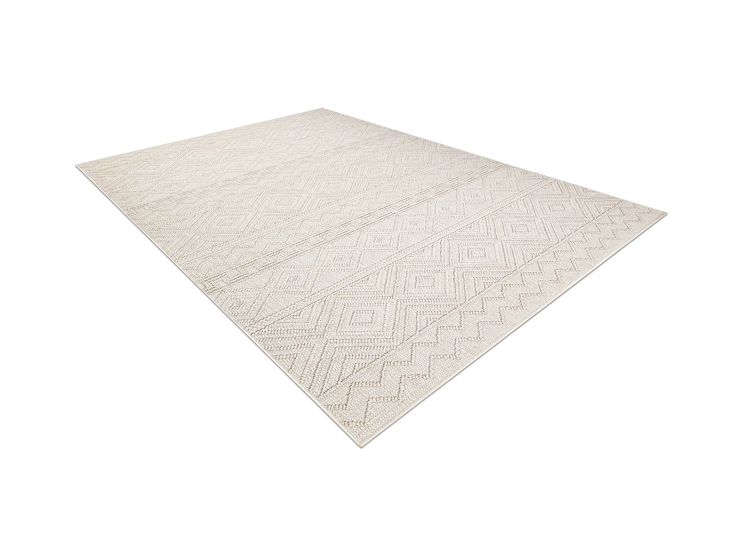 Teppich JERSEY 19234 creme - Rauten, Struktur, Schleife BOHO 180x270 cm