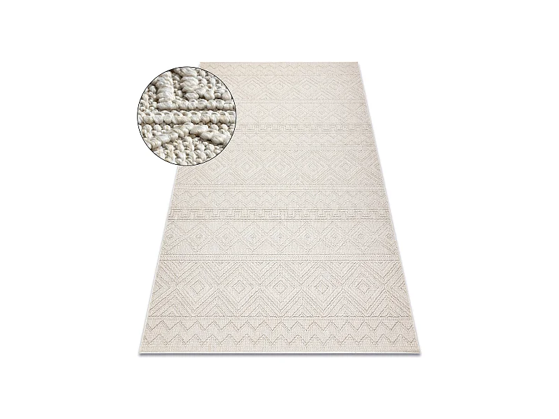 Teppich JERSEY 19234 creme - Rauten, Struktur, Schleife BOHO 140x190 cm