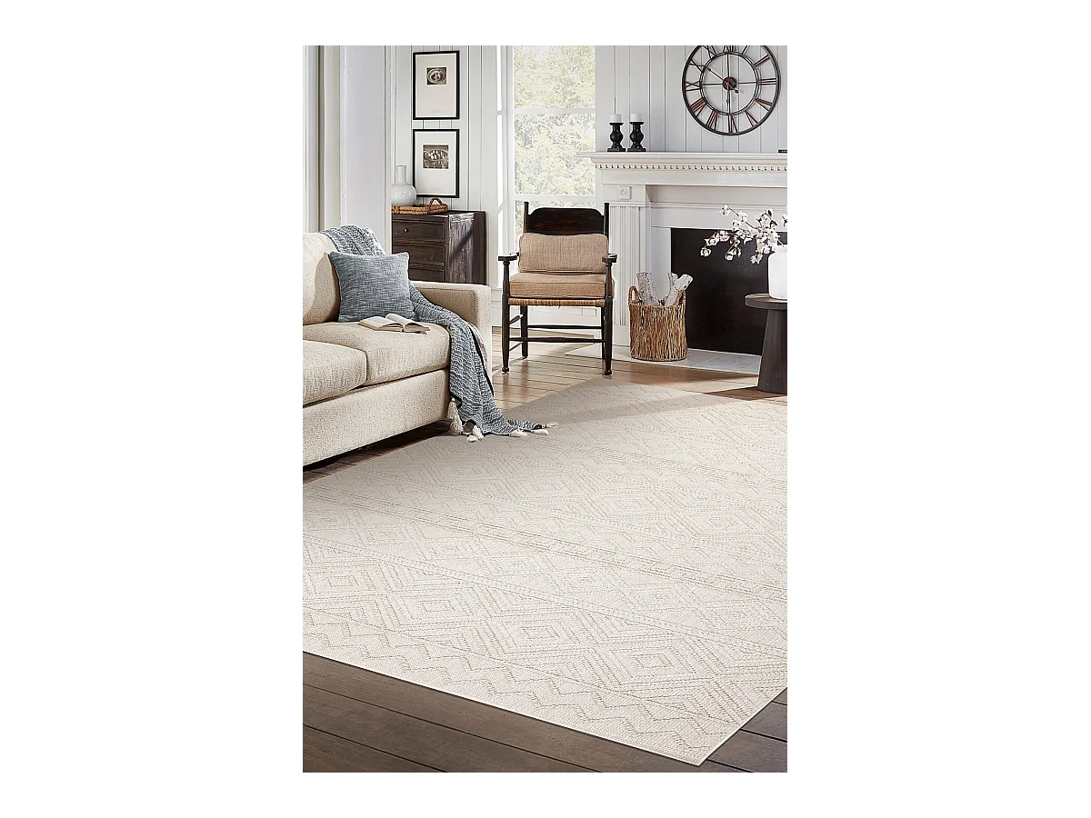 Alfombra JERSEY 19234 crema - Rombos, estructural, lazo BOHO 140x190 cm