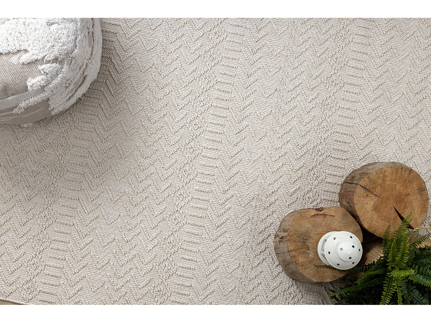 Alfombra JERSEY 19243 crema - Espina de pescado, estructural, lazo BOH 160x220 cm