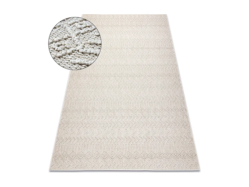 Teppich JERSEY 19243 creme - Fischgrät, Struktur, Schleife BOHO 160x220 cm