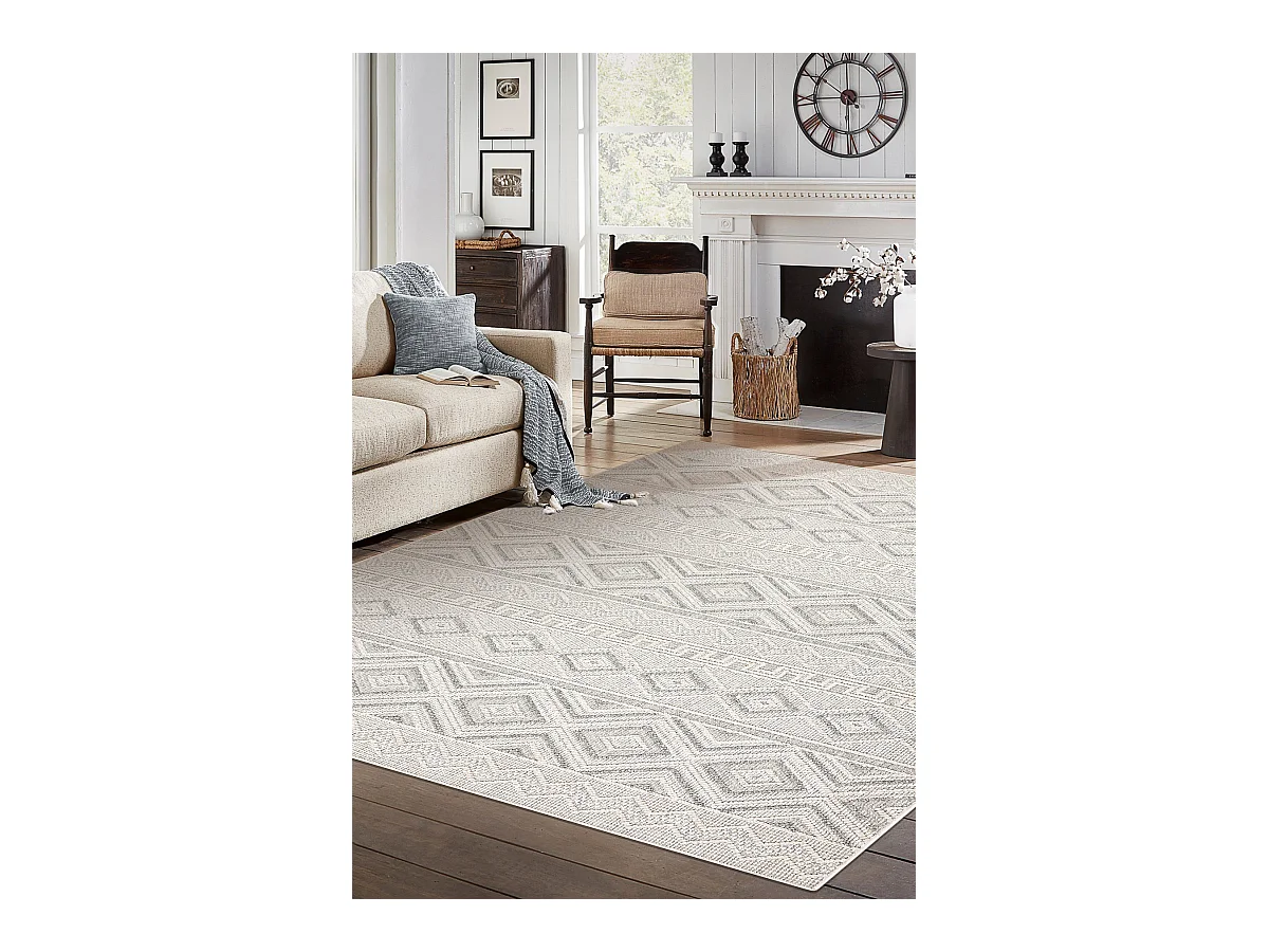 Tappeto JERSEY 19234 grigio - Rombi strutturali, loop BOHO 60x100 cm