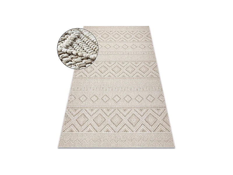 Teppich JERSEY 19234 beige - Rauten, Struktur, Schleife BOHO 140x190 cm