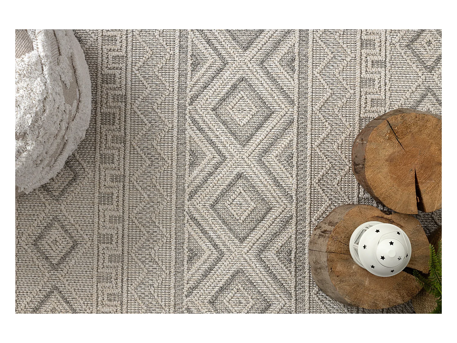 Tapijt JERSEY 19234 grijs - Ruiten, structureel, lus BOHO 140x190 cm