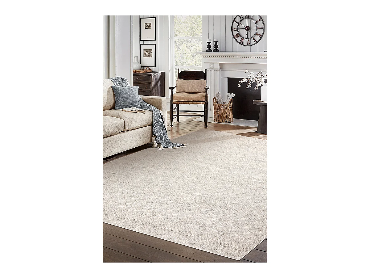Teppich JERSEY 19243 creme - Fischgrät, Struktur, Schleife BOHO 240x330 cm